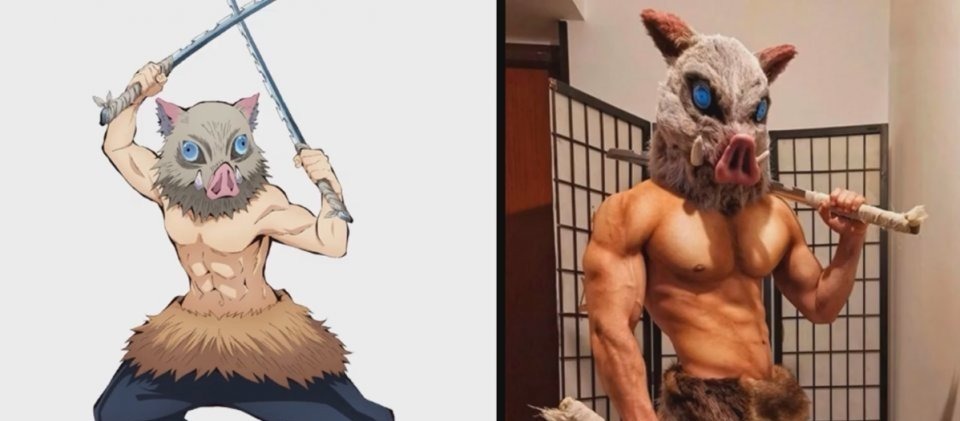 阿柒|鬼灭之刃COS:祢豆子惹人怜爱,伊之助肌肉感十足,漫迷们裂开了