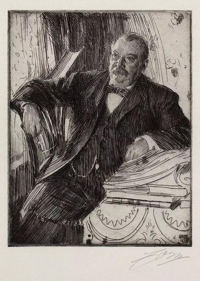 素描$20世纪初北欧著名素描大师,寥寥数笔就能捕捉到人物的神态,被誉为“线条的指挥家”