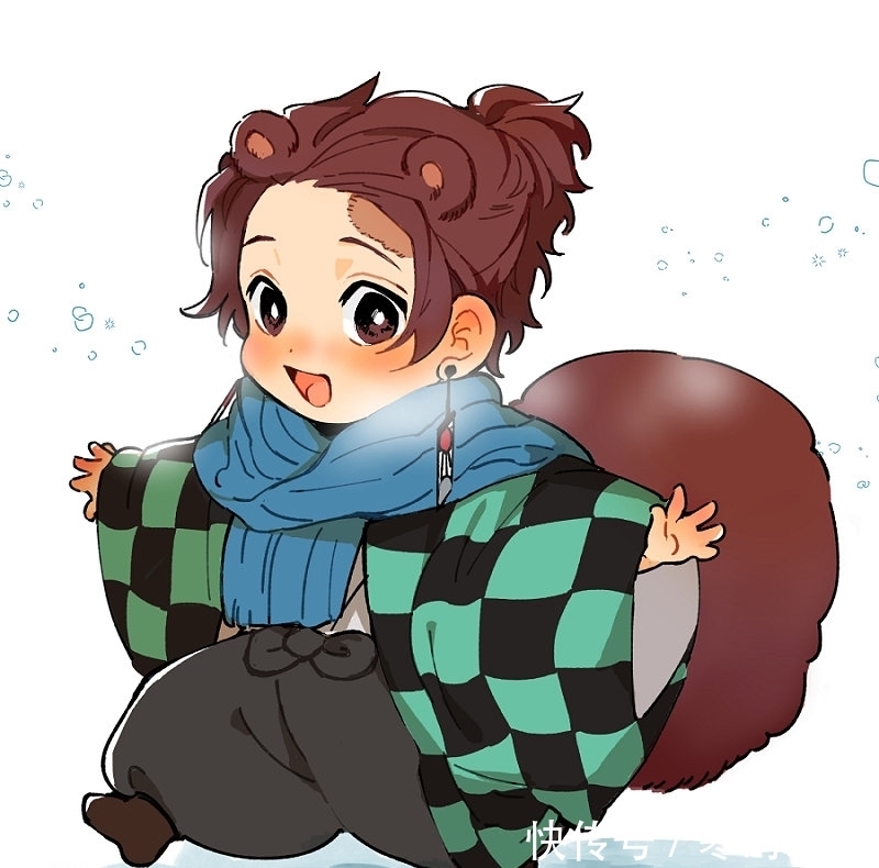 鬼灭之刃|大尾巴松鼠形态灶门炭治郎,可爱是从小养成的,q版二次元头像