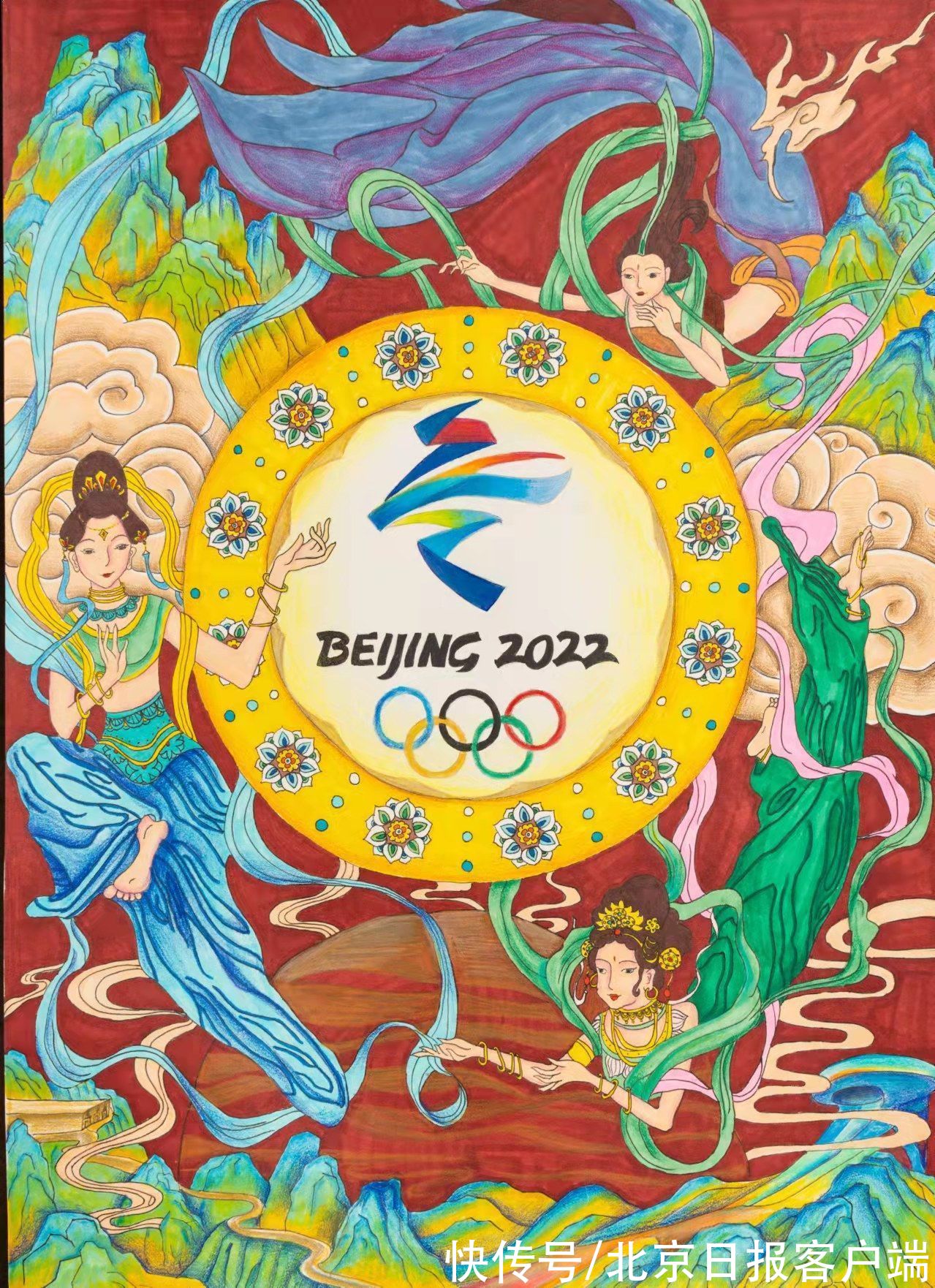 出现在冬奥场馆和运动员礼包中！北京中学生用年画为冬奥献礼