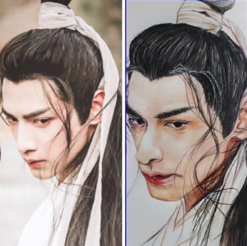 花千骨@当美术生爱上画明星,鞠婧祎的脸太搞笑,最后一张是绘画高手