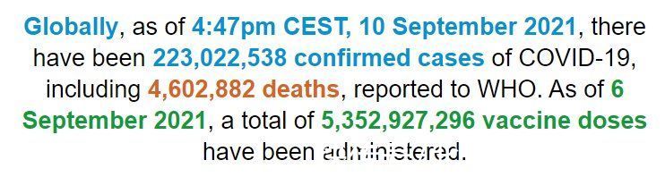 新冠肺炎|世卫组织：全球确诊病例超过2.2302亿例