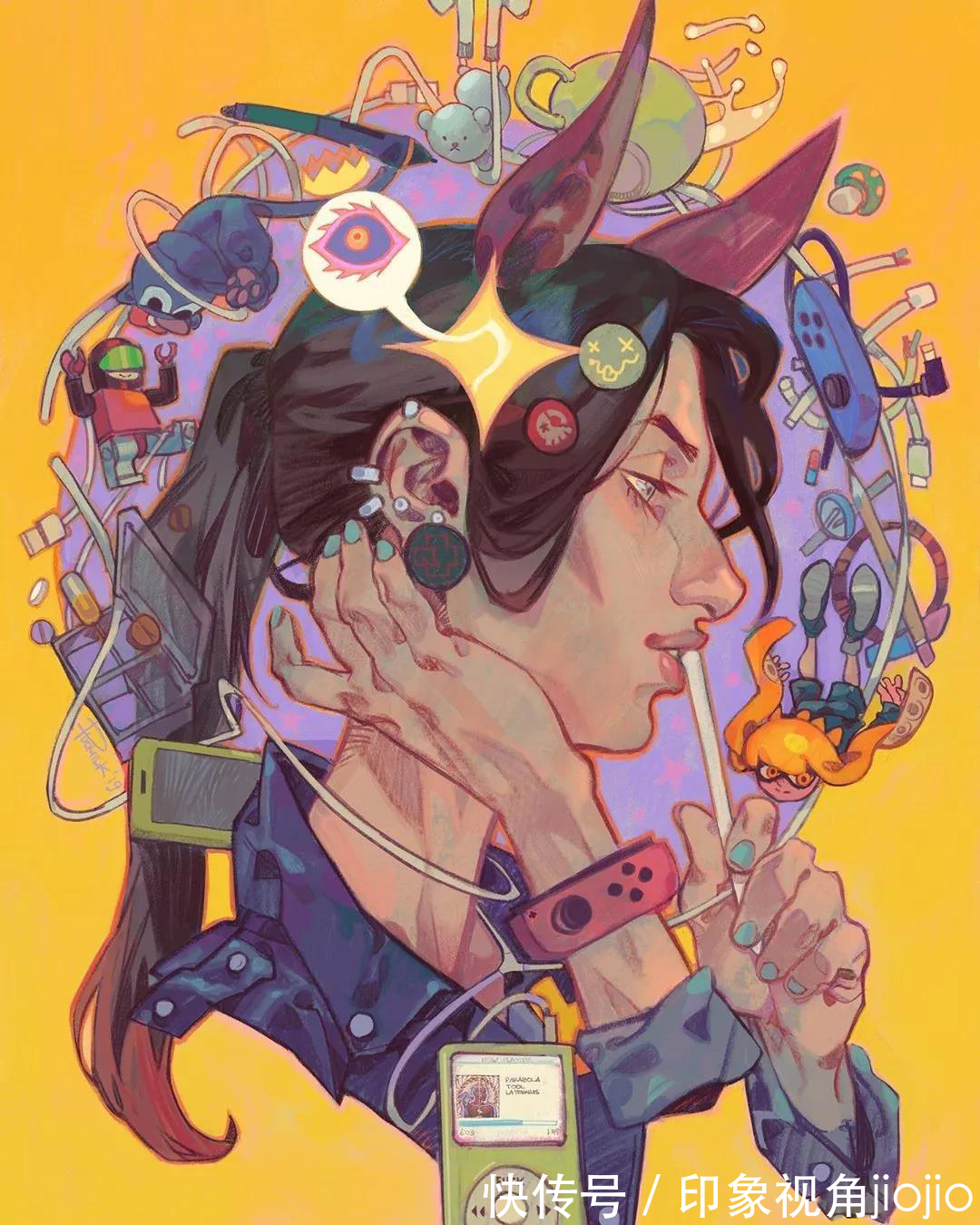 插画@耐人寻味的浮生绘影,充满强烈的美漫元素,有着吸引人的魄力