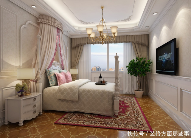 丰富性|164平米欧式五居室色调较暖,整体空间比较温馨