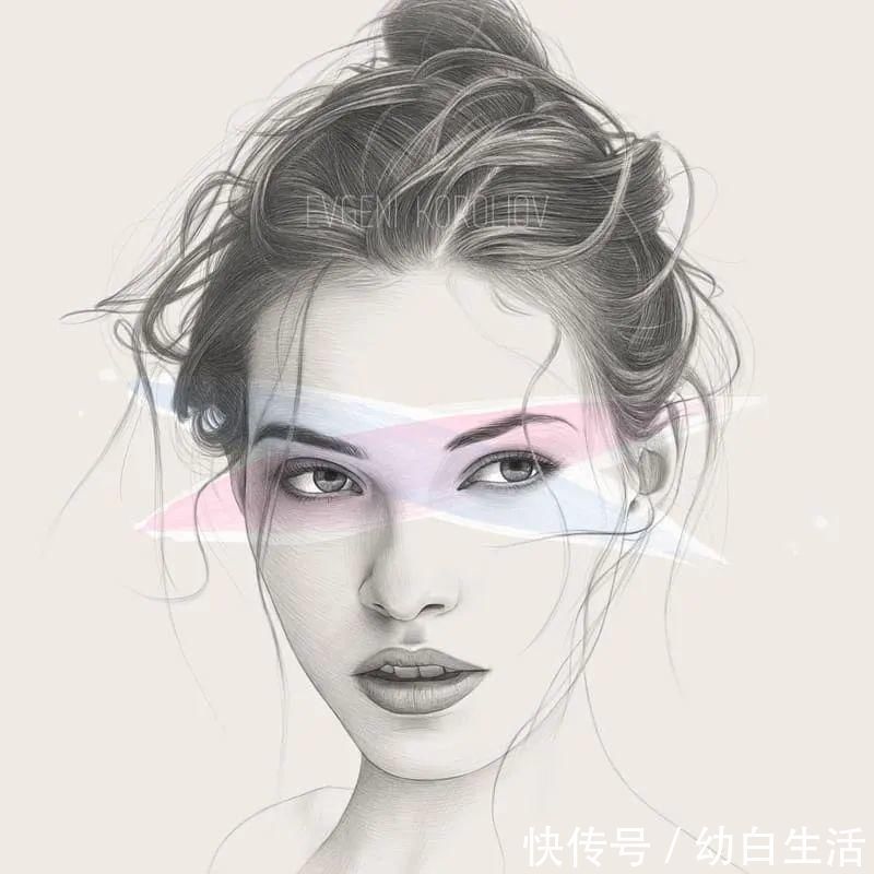 手绘$总被怼素描画得像头盔，瞧她用自动铅笔画，笔笔都是功力，厉害了！