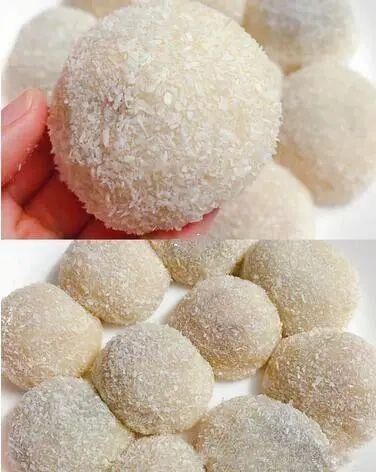 椰丝|糯米粉+红豆沙+牛奶,做出香甜美味的糯米糍,不用水,不用煎