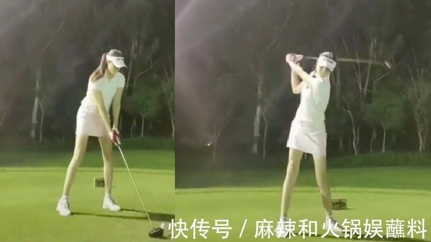 volg|林丹老婆谢杏芳深夜打高尔夫,身着短裙双腿笔直,动作利落显专业