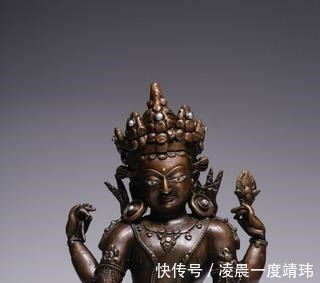 坐像@合金铜嵌银四臂观音坐像