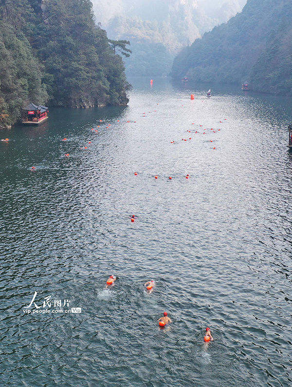 爱好者|湖南张家界：冬泳爱好者逐浪山水间