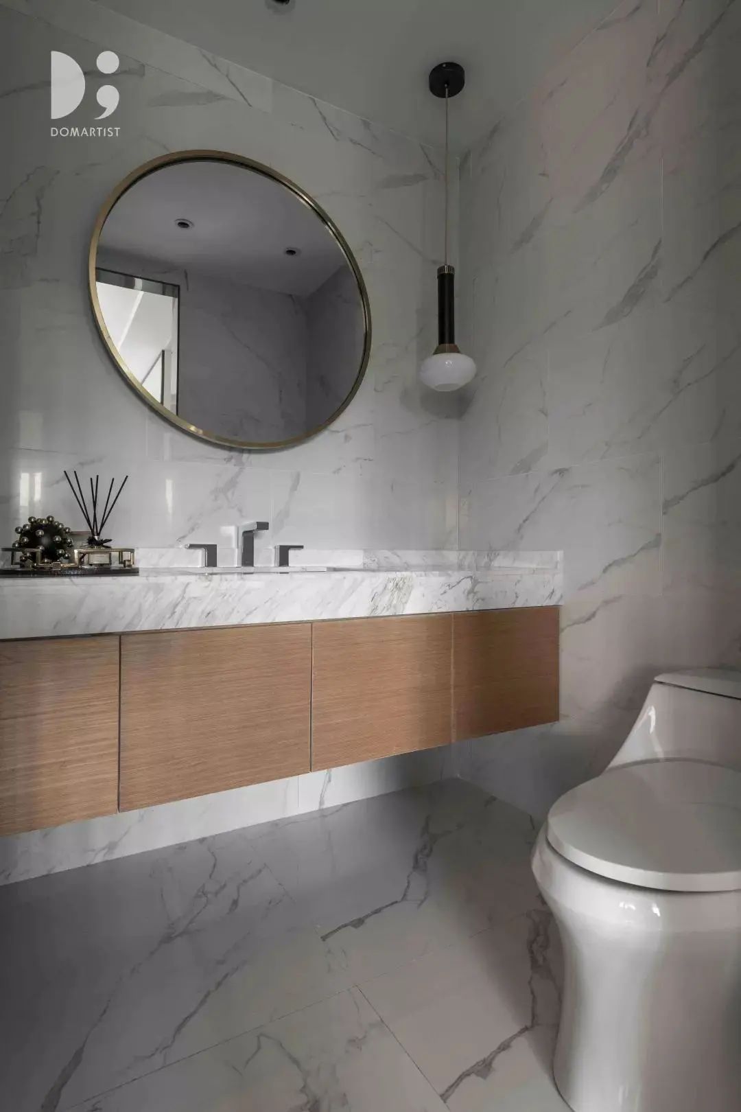 床头柜|120㎡现代简约，时尚大理石质感，华丽优雅的高端