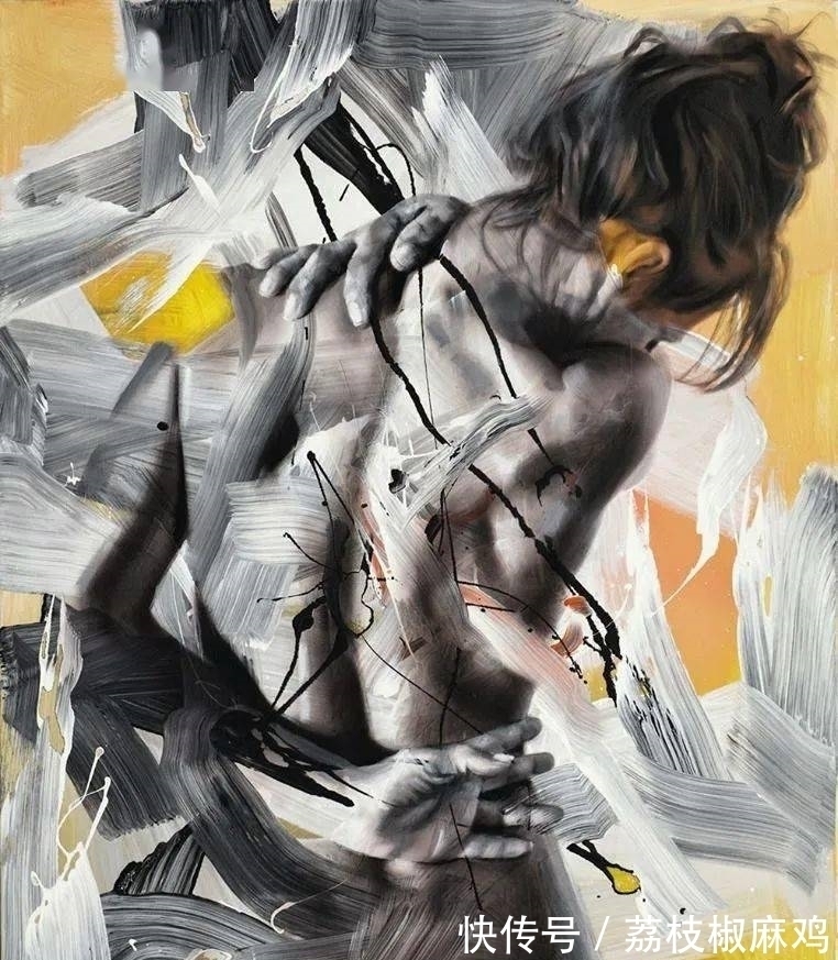 笔触$粗犷的笔触诠释女人另类的柔美与性感,让视觉炸裂的大触油画神作