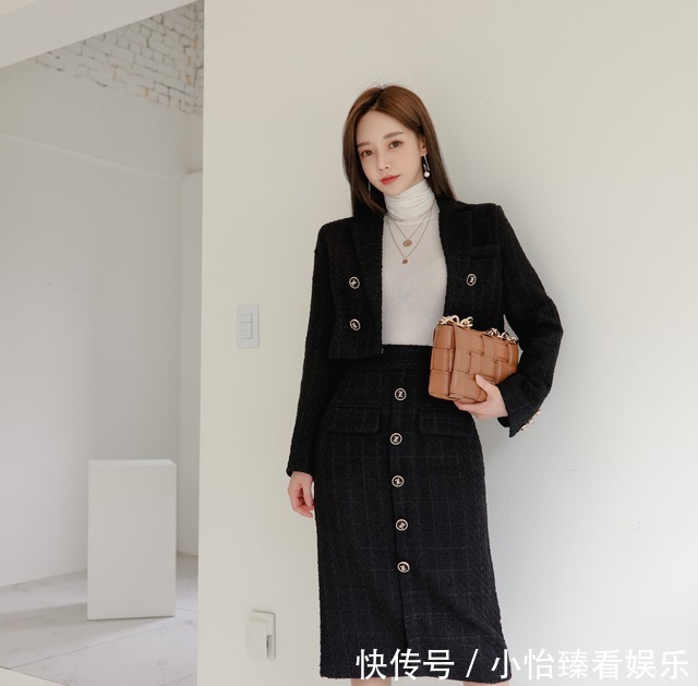 孙允珠每日穿搭:威廉男爵气质高冷俊俏西装裙