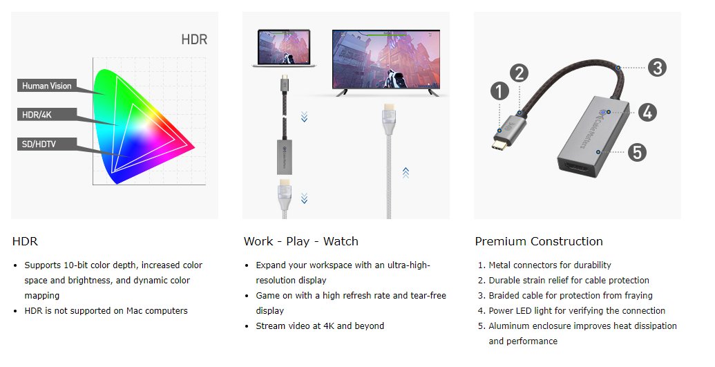 8k|Cable Matters 推出其首款支持 8K 视频的 USB-C 转接线