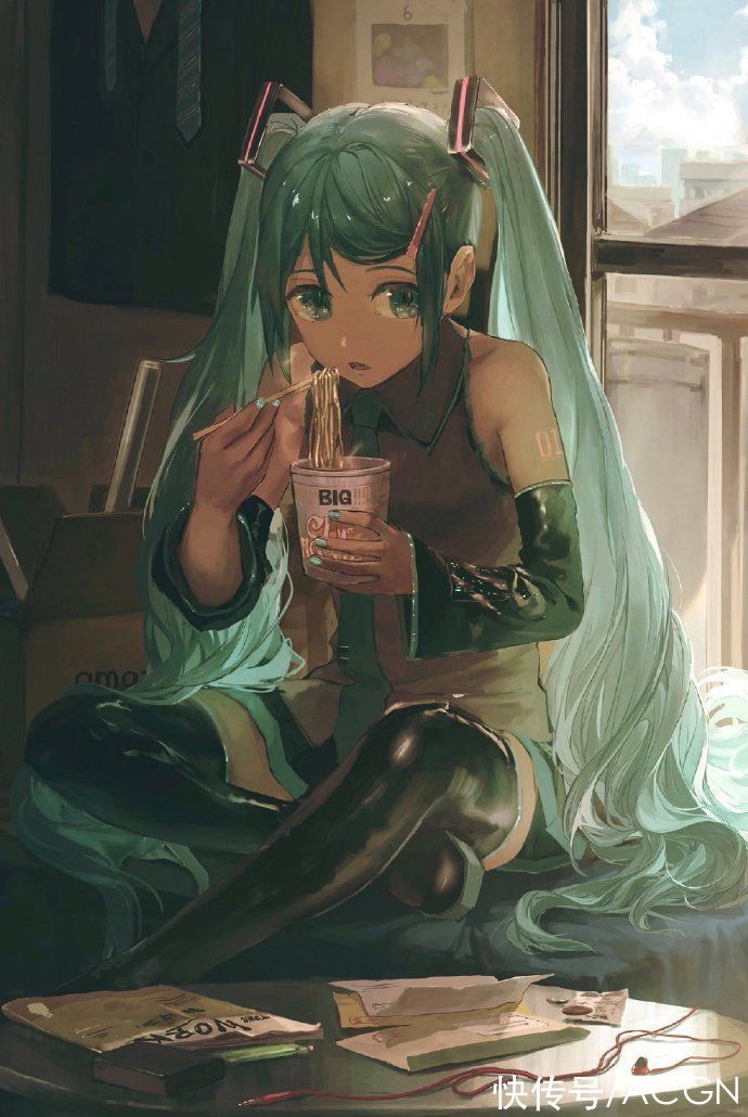 孤独的美食家|这位画师居然画出了和初音未来喝酒撸串的日子,太羡慕了