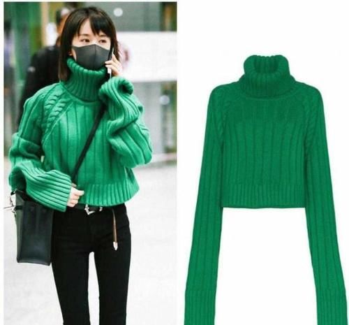 大长腿|绿色毛衣配铅笔裤个性保暖，显高洋气，很适合日常穿搭