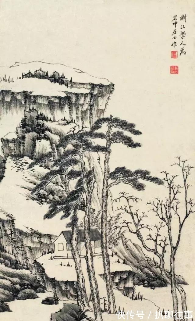 西岩松雪图@清初四大画僧笔下的意境山水，不只是养眼