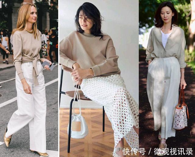 真正会穿衣的女人,不会拒绝燕麦色+白色,显白减龄、好有气质