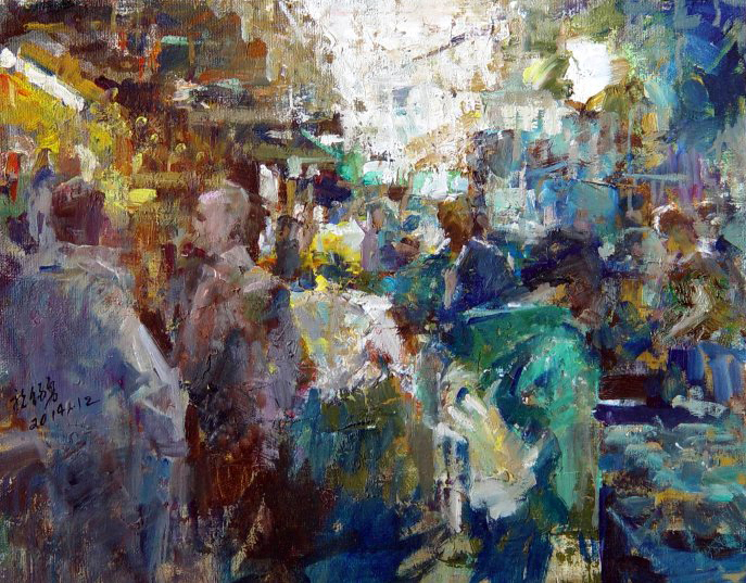 祝锡勇@艺术家祝锡勇的油画作品,浓浓的生活气息