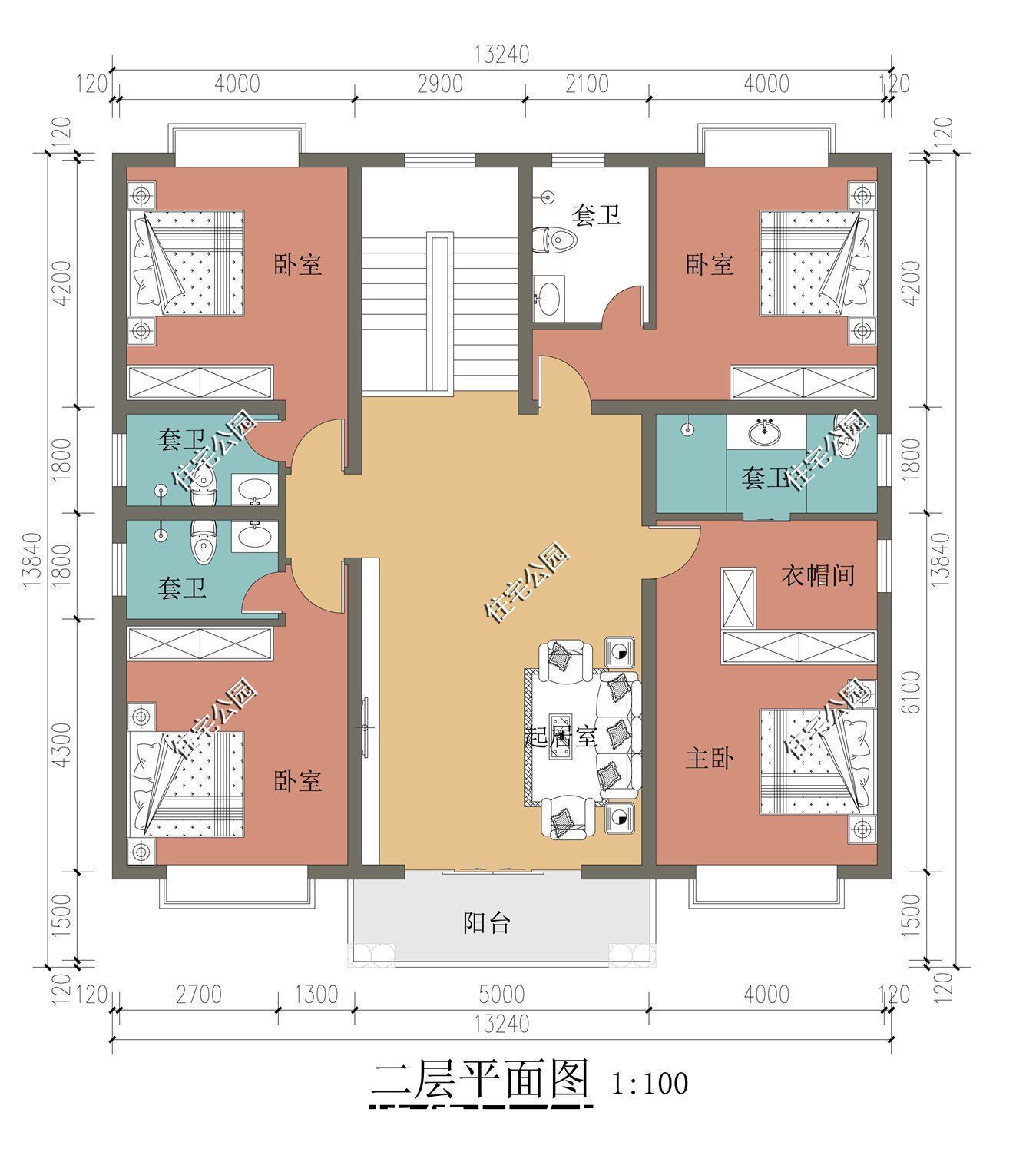 不生虫|13×13米农村欧式别墅，户型方正超级抢手，40万的造价就能盖