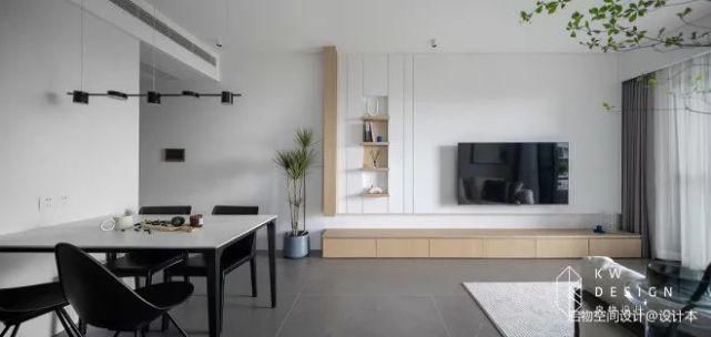 电视柜|76㎡小三居,经典黑白灰+飘窗榻榻米,从玄关美到卧室