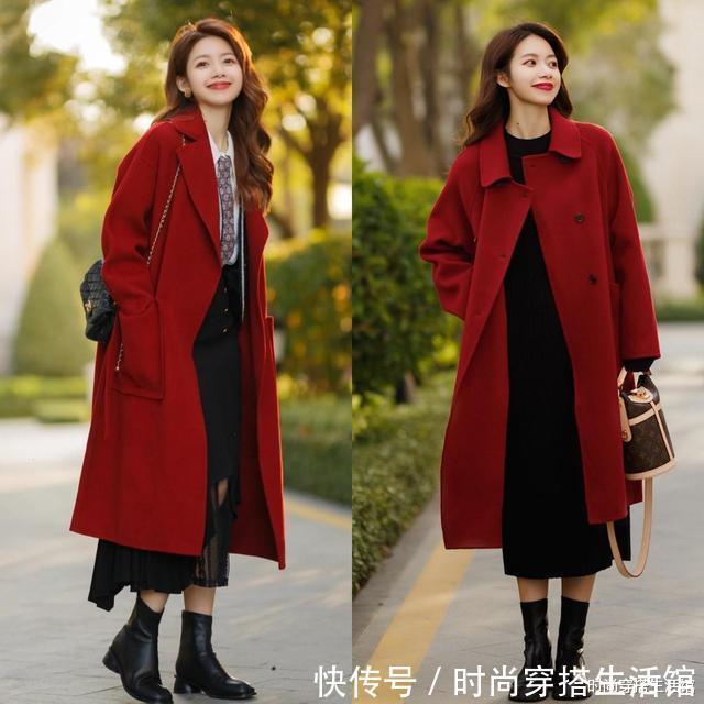 +裤裙 肤色暗黄女人,春天这样穿“大衣+裤裙”,洋气又显白,你买了吗