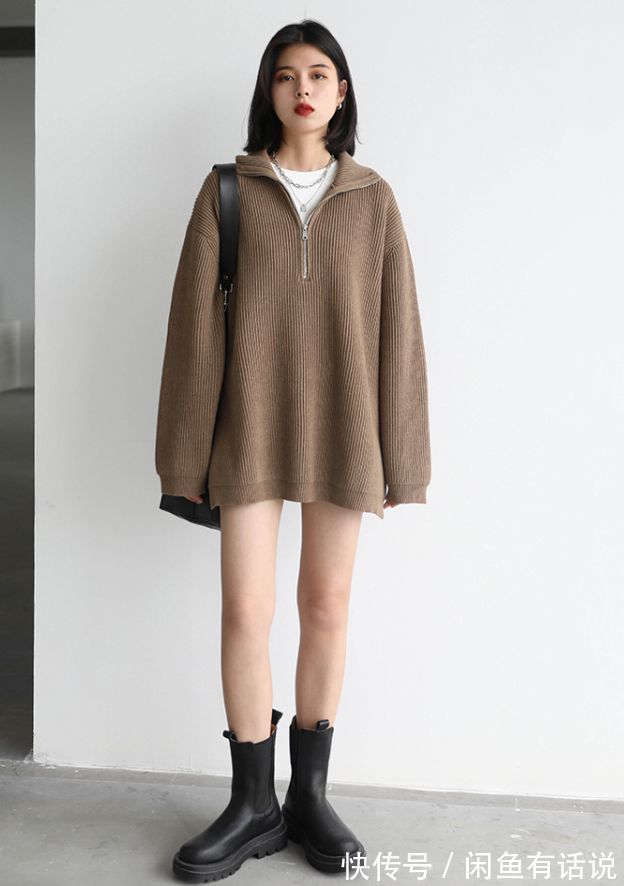 针织 高领和低领随意切换,时髦与保暖进退自如,来件半拉链毛衣就够了