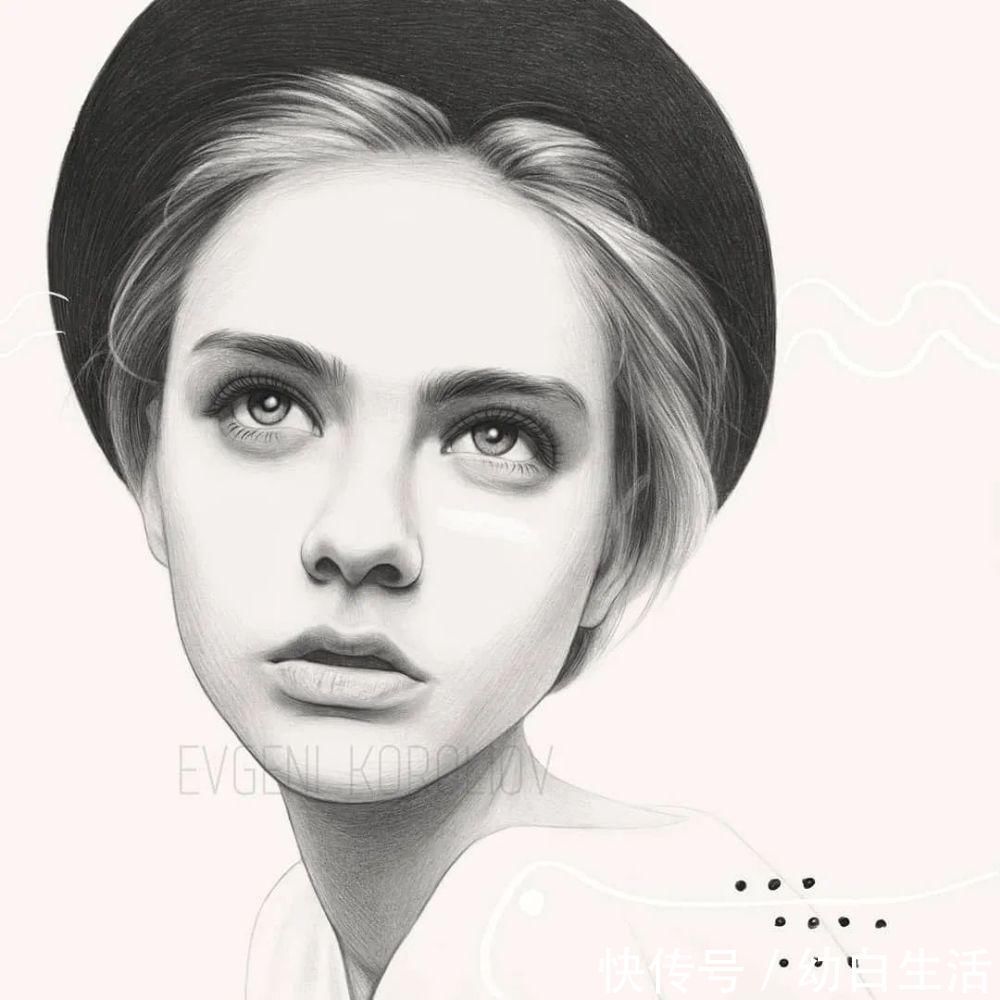 手绘$总被怼素描画得像头盔,瞧她用自动铅笔画,笔笔都是功力,厉害了!