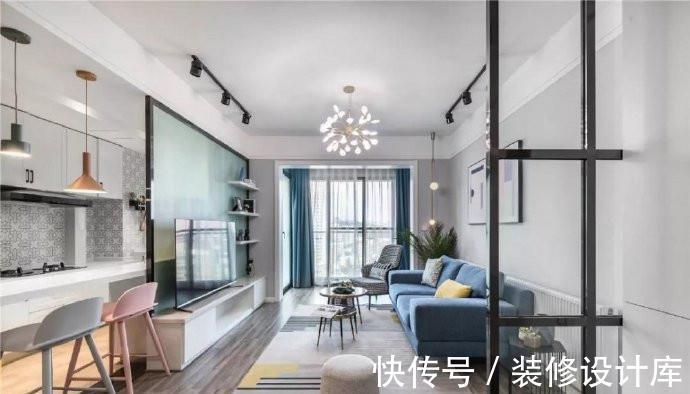 电视背景墙|100平米三居室，一进门就看呆，入户鞋柜和卡座餐厅太实用了