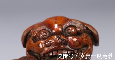 竹雕$清代,竹雕太狮少狮摆件