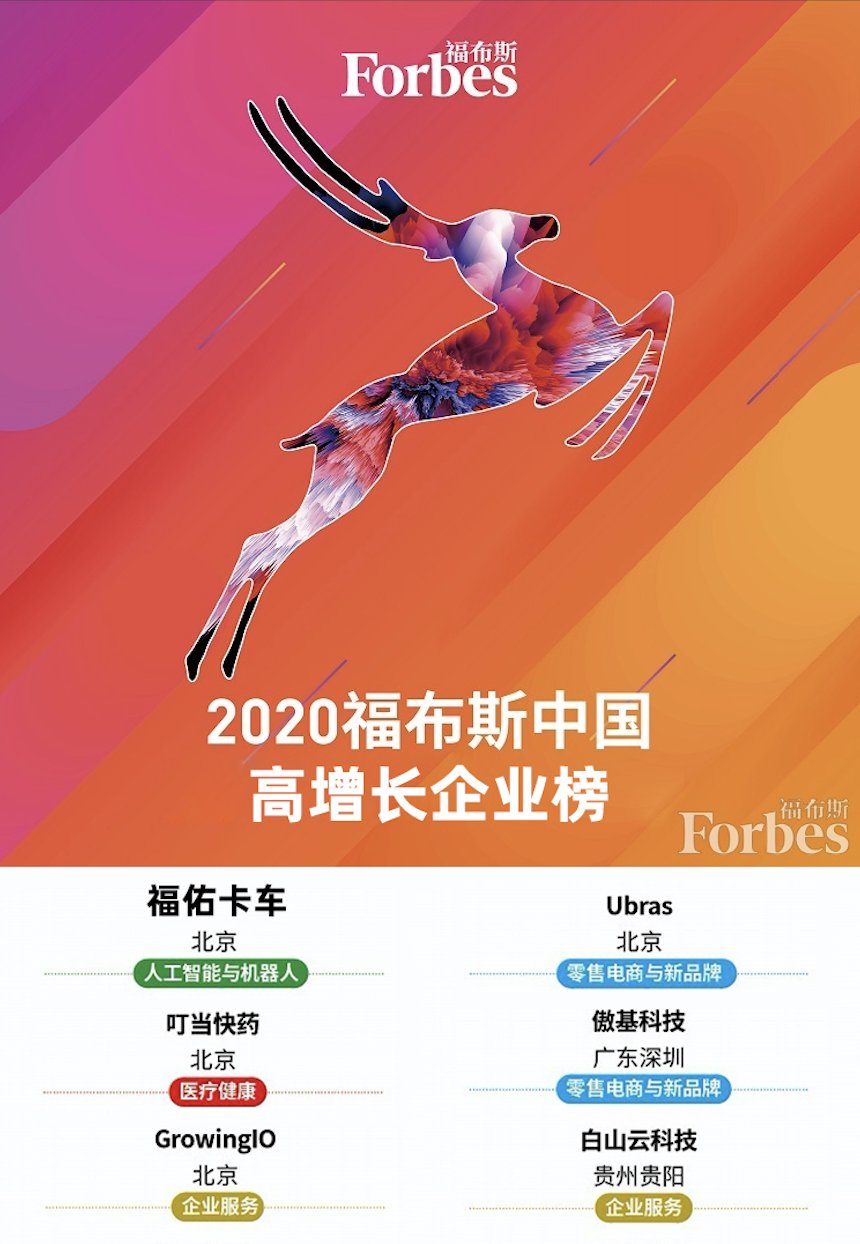 福布斯|福布斯中国发布2020高增长企业榜 福佑卡车、叮当快药等入榜