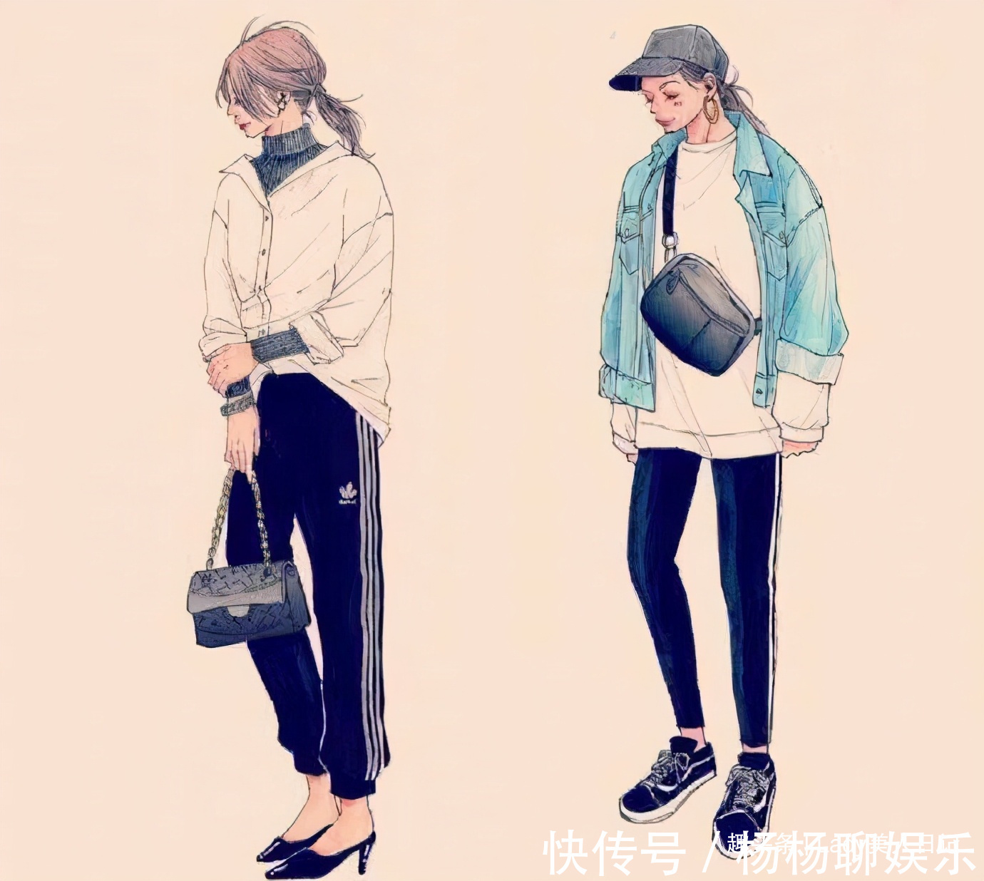 阔腿裤|又被日本“手绘穿搭”惊到，从配色到搭配，怎么如此好看和时髦