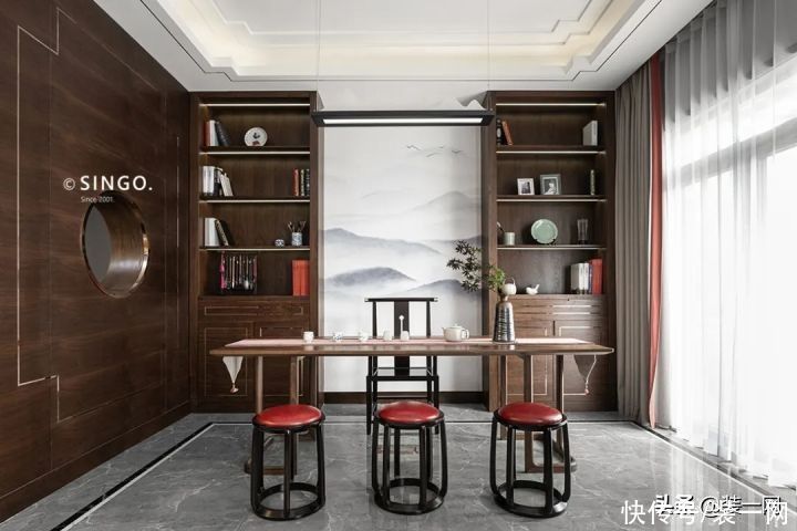 别墅|300㎡新中式实景的“方圆人生”，对称式别墅显中式传承