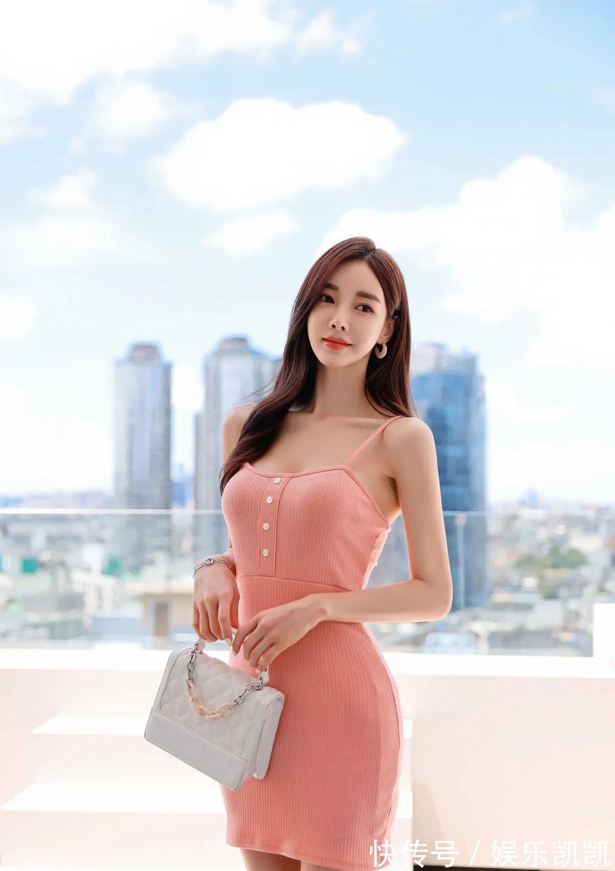 粉红色|韩国女神,粉红色吊带连衣裙穿搭,粉嫩甜美