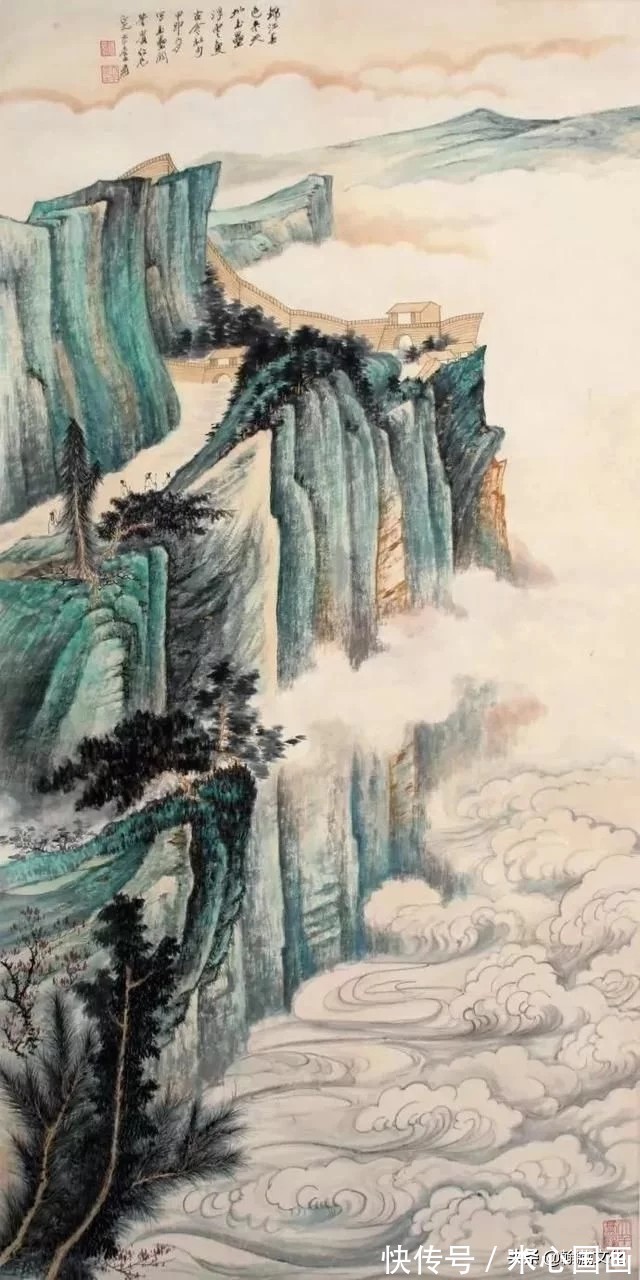 自成家法@张大千先生青绿山水欣赏:金碧辉映 自成家法