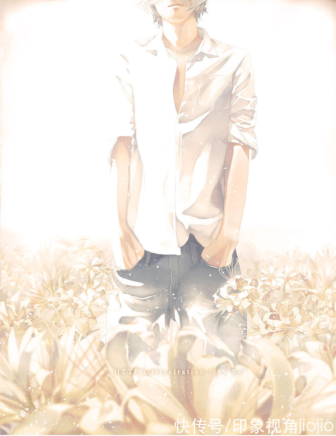 光影！光影中的美少年插画，淡淡的色彩表达颇具美感