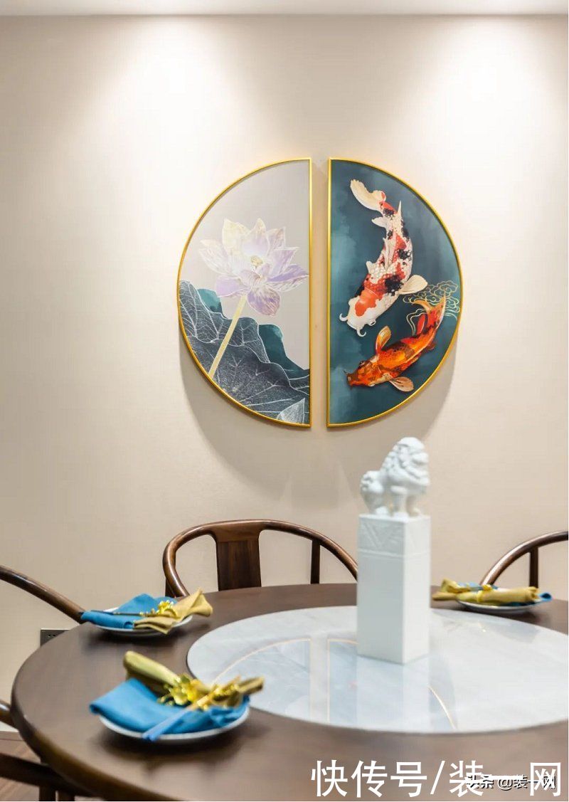 背景墙|170平米新中式风装修，客餐厅一体化，尽显东方雅韵