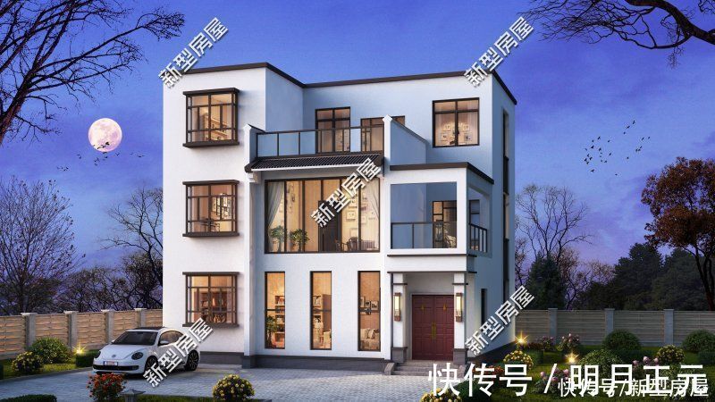 阳台|农村建房想要简约大气，推荐5套平屋顶图纸，总有一套适合你