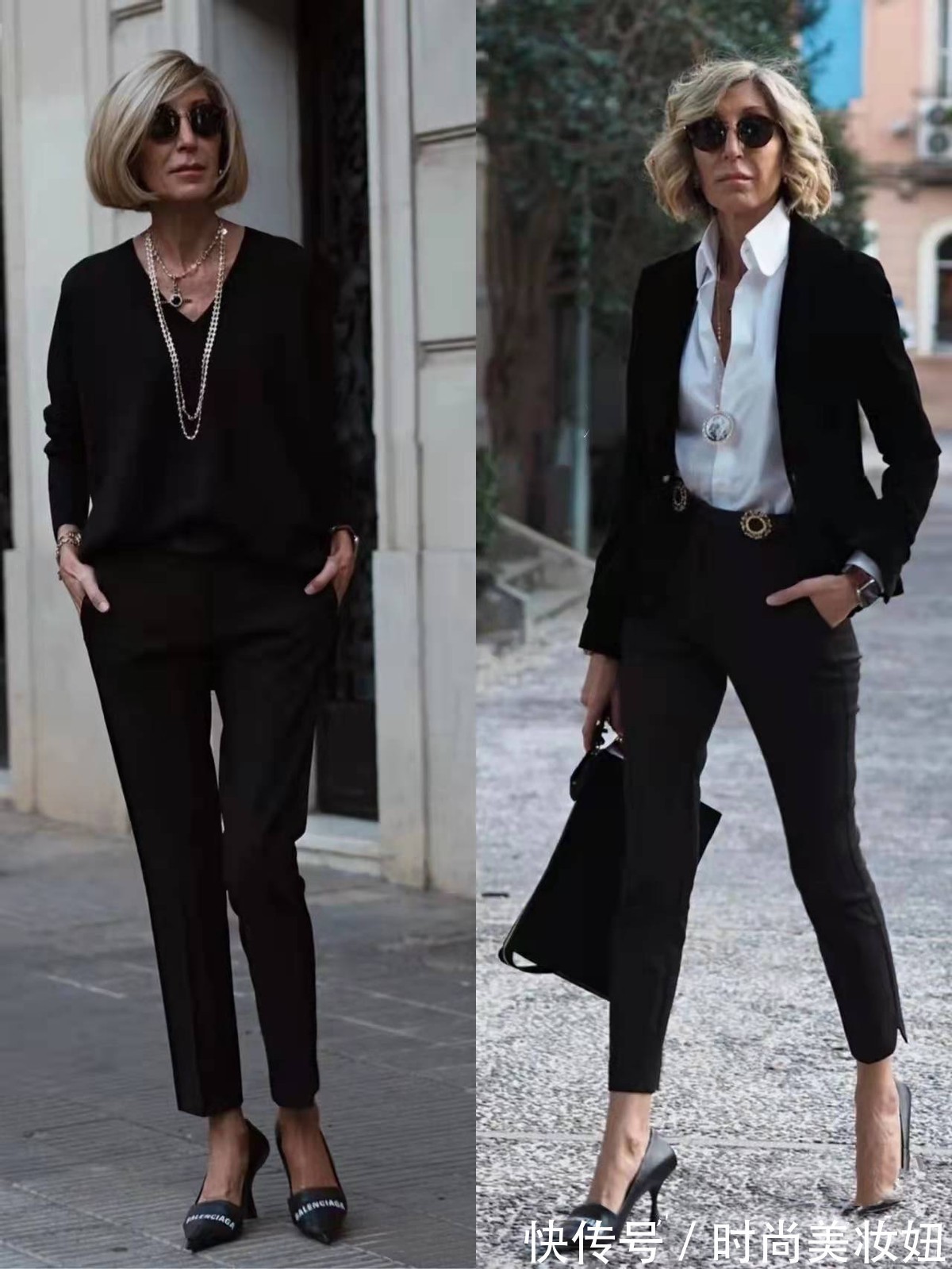 高跟鞋 这位50岁姐姐靠穿搭火了,基础款穿出高级范,是大龄女性的典范