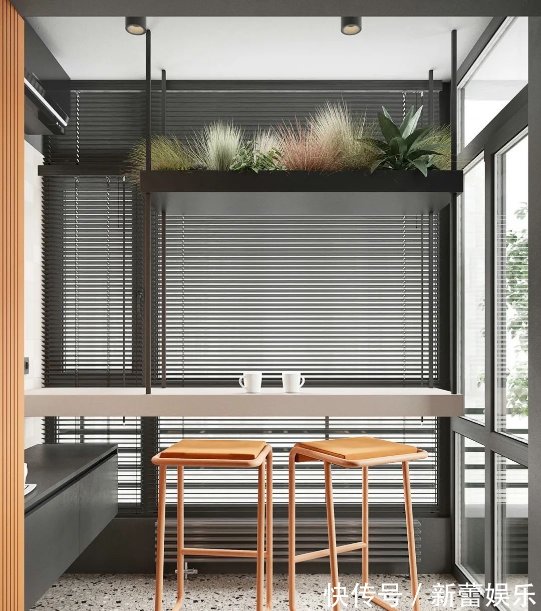 衣帽间|70㎡现代简约,沉稳高级灰,以橙色点缀,营造安静优雅的美