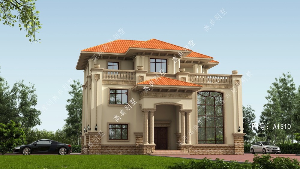 欧式|三层欧式别墅，外观造型美观，很符合农村的生活环境。