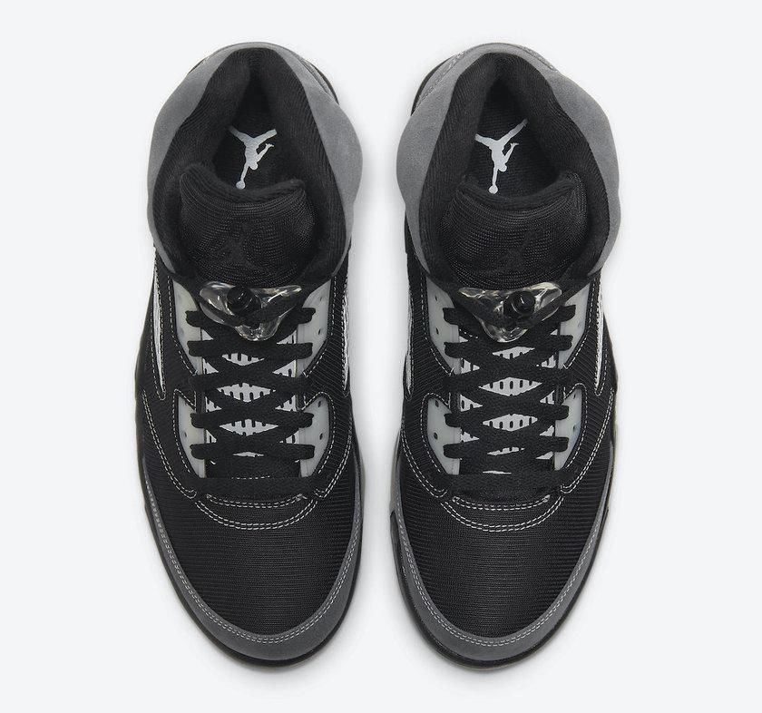 有点 OW 联名味道！“无烟煤” Air Jordan 5 官图释出，2 月来袭！