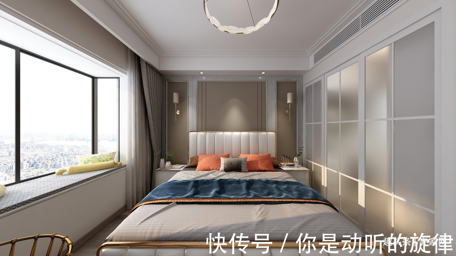 阳台|90平三房美式,阳台客厅打通增强明亮,轻奢衣帽间,储物又美妙