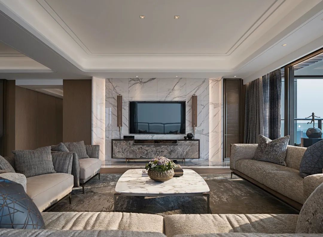 优雅|374㎡现代大平层，华丽时尚的空间，朴素质感好高档