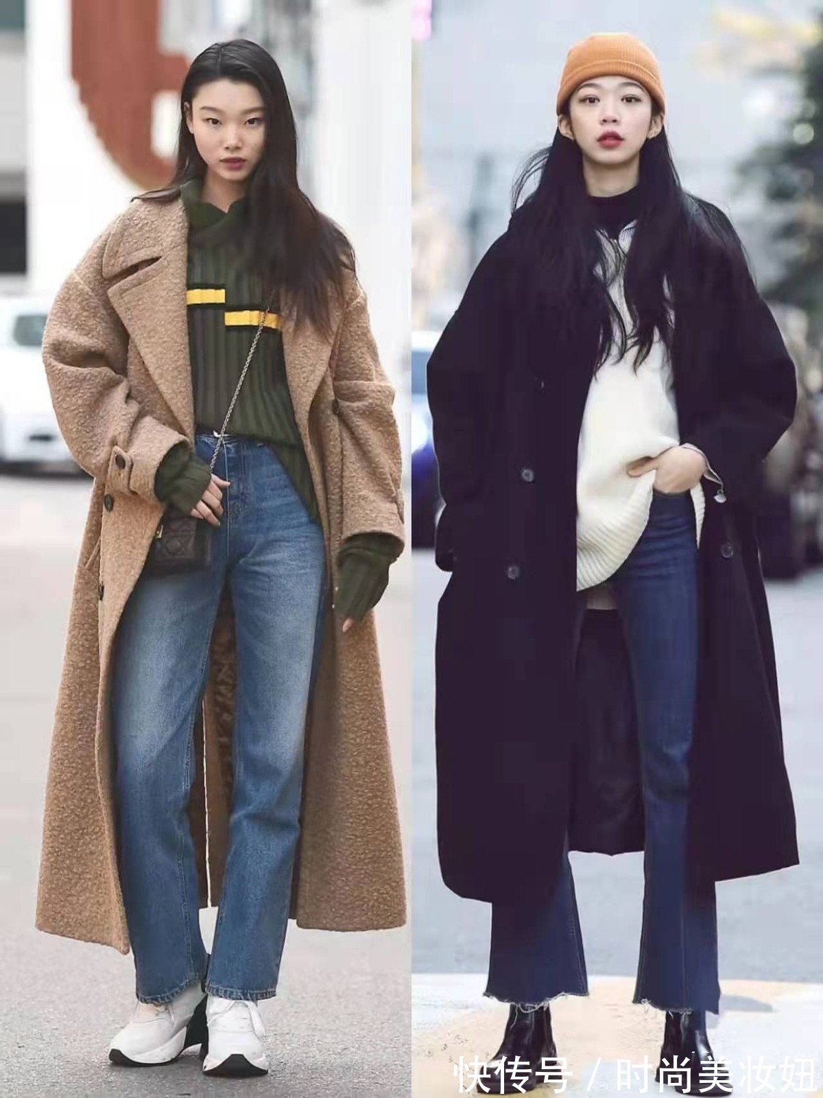 格纹 真正时髦的女人,大衣都不配打底裤,看韩国女生的穿搭就知道