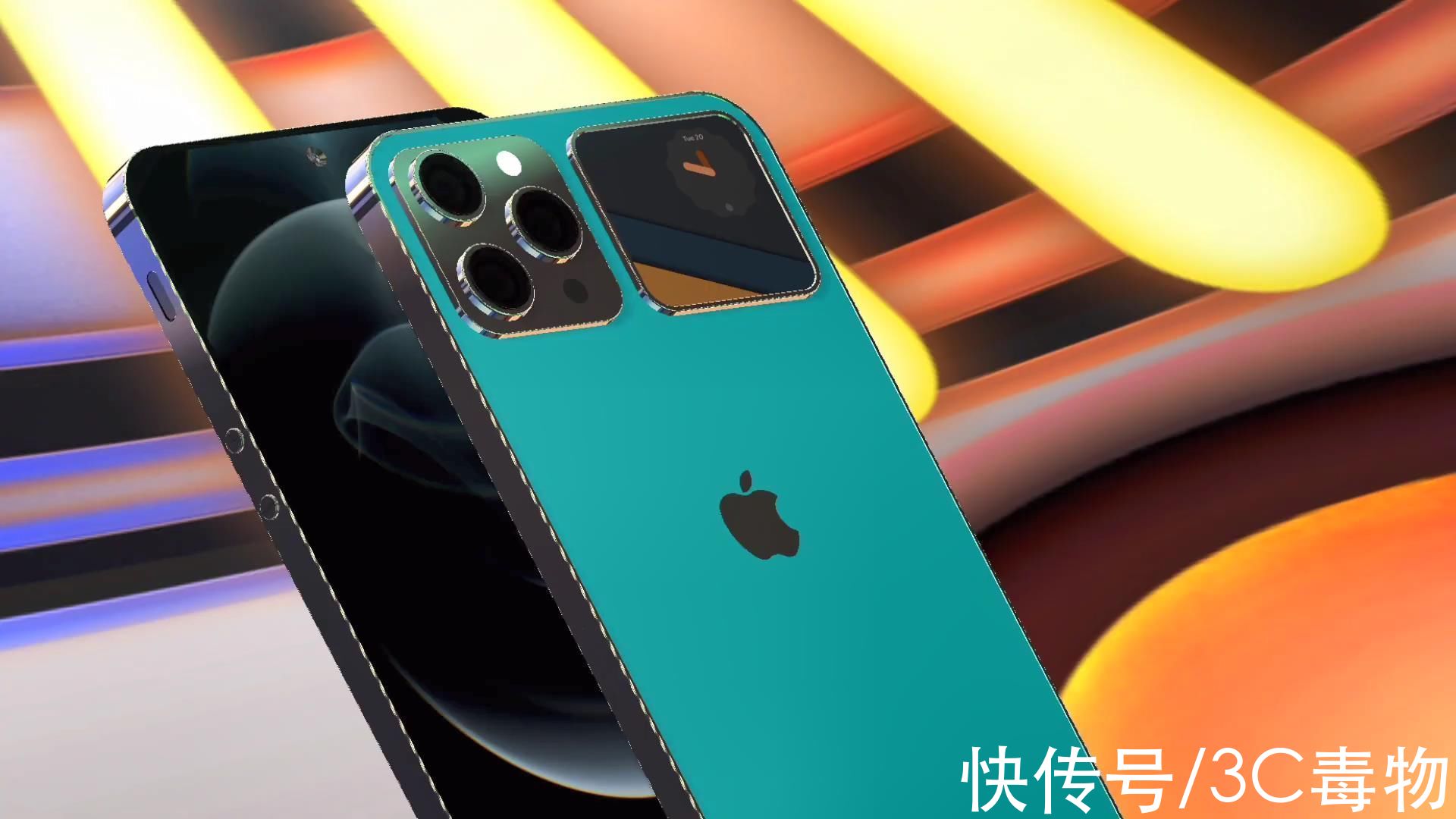 背屏|iPhone14ProMax渲染图：屏下FaceID+2寸背屏，后置5000万三镜头