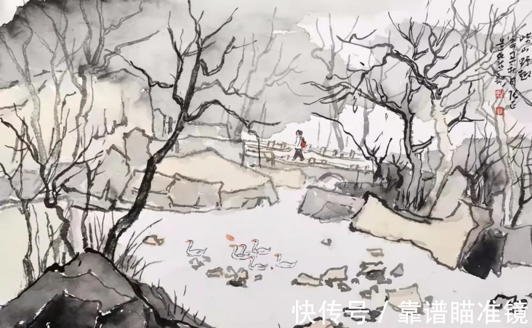 清溪$张正山水画,似一条从传统大山里流出的清溪