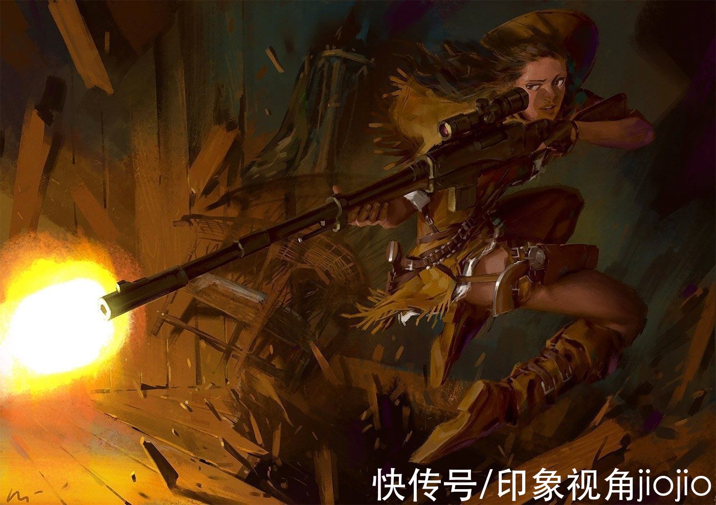 jiojio$粗犷笔触的CG插画艺术，每一幅画都很有故事感，色感超强