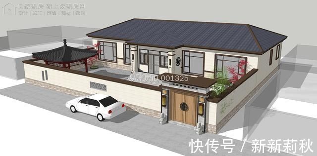 双入户门|一层新中式别墅，双入户门，房间均能采光，屋檐外挑，简单大气