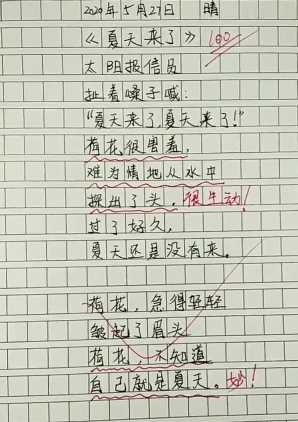 夏天来了!小学生满分作文《孤独》,仅仅三行字,遐想无边,一起来看看