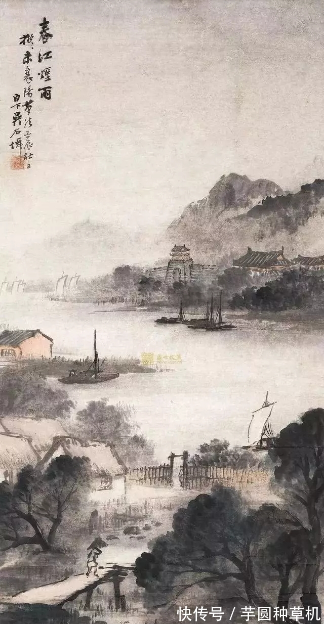山水画@海派山水画大家|吴石仙的烟雨蒙蒙